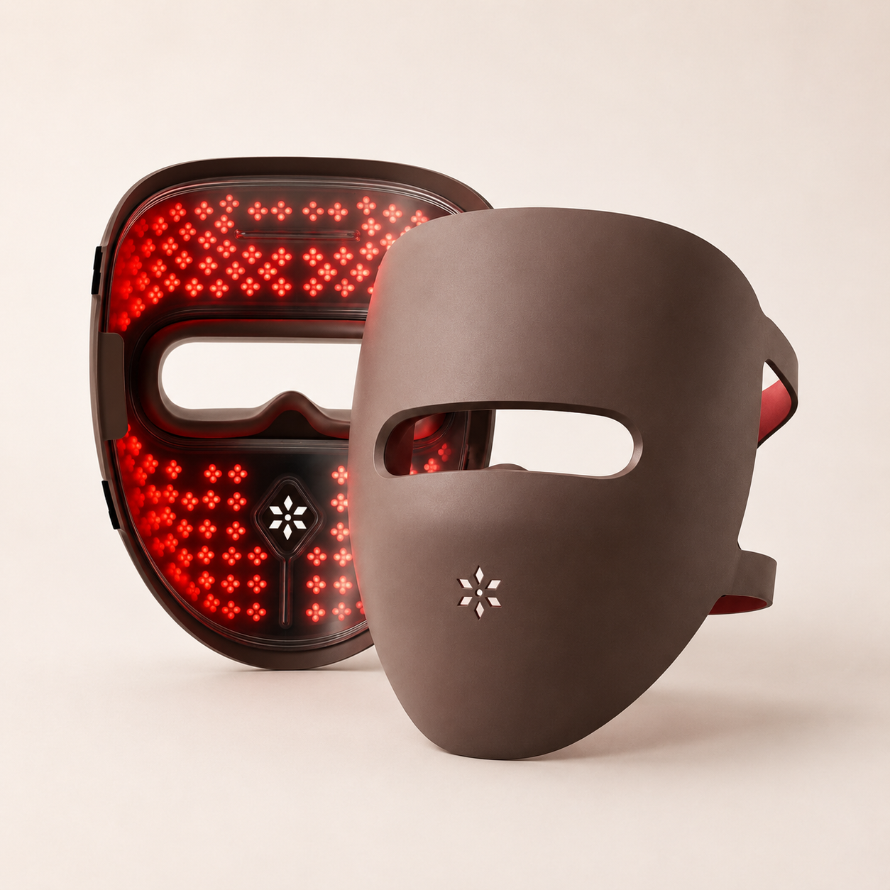 Side angle of NOORA wireless LED face mask showing cordless design and full chin and jaw coverage